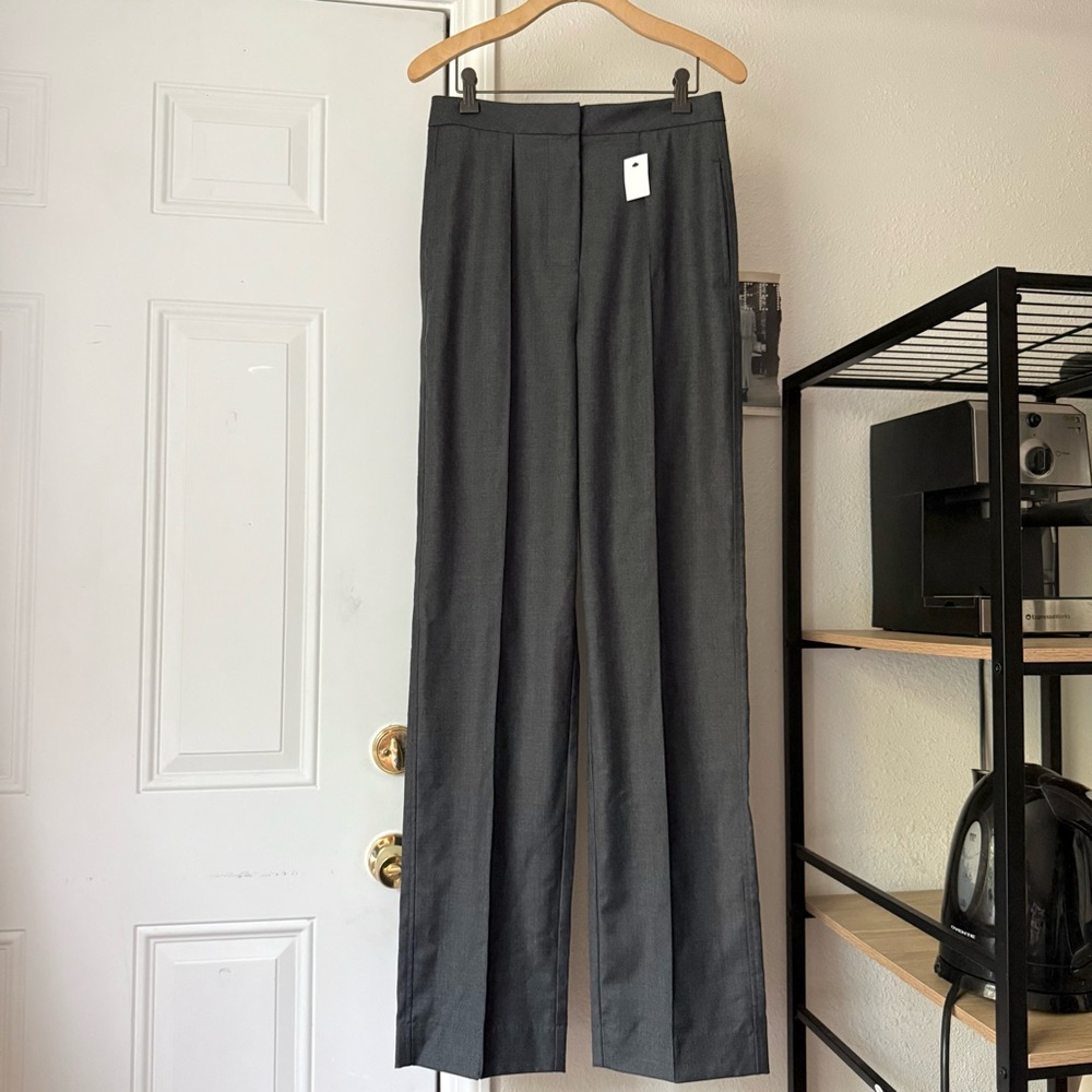 NWT BEARE PARK grey wool straight leg trousers